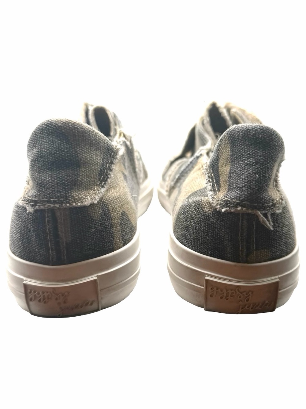 Gypsy Jazz | Womenβs Casual Slip-On Camo Sneakers - Tan/Olive | 8 - Picture 6 of 9
